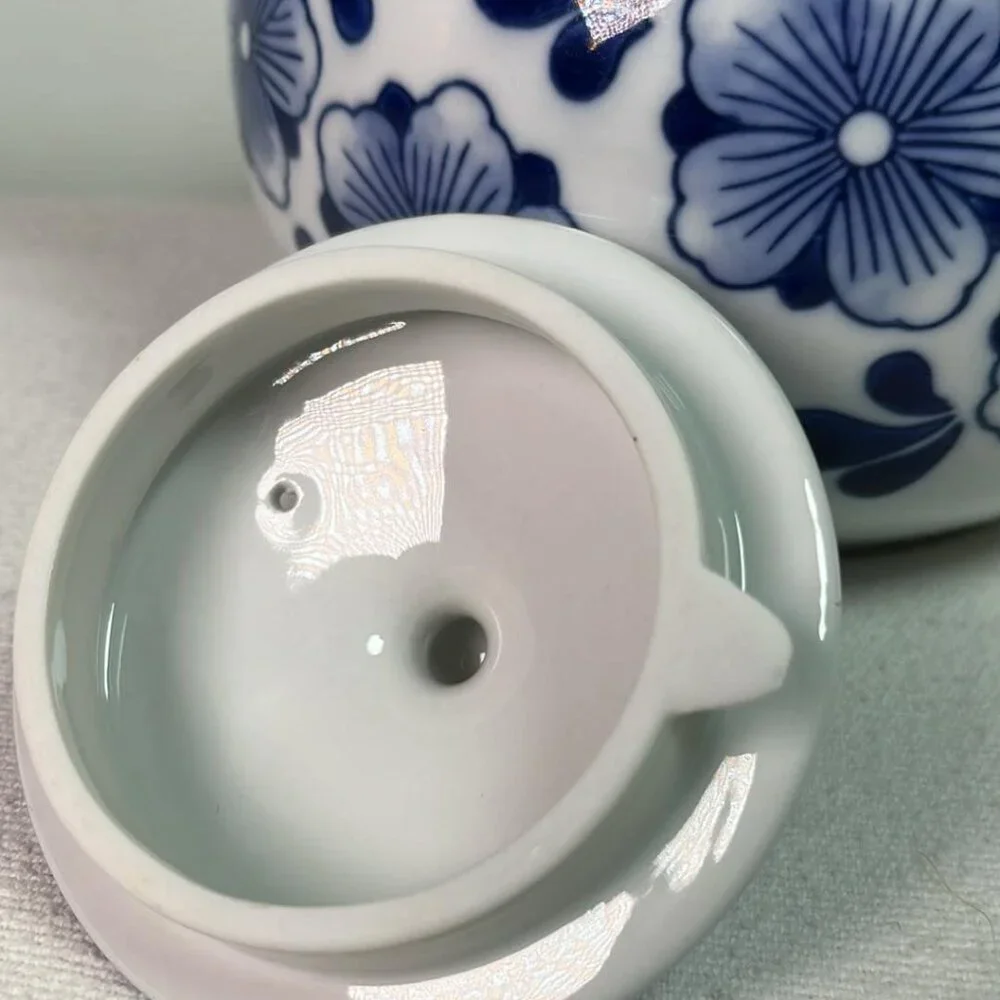 Blue & White Ceramic‎ Round Teapot CottageCore Luncheon  WhimsyFairy English Tea